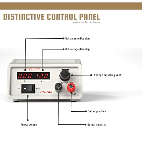 Image of Adjustable DC Power Supply, Variable Output 12V 9V 7.5V 6V 4.5V 3V / Max 2A, PS-28A Benchtop Power Supply, Dual LCD Display, Fuse Protection, No Noise