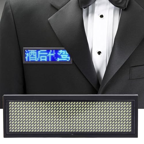 Insignia de Nombre LED con Logotipo Chino de 4 Caracteres, Pantalla Electrónica Desplazable, 93x30x6mm, Batería 180mAh, Blanco, 110-240V, Plástico ABS