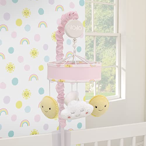 Nojo Happy Days Pink, Yellow And White Plush Sun And Clouds Musical Mobile #TOP1