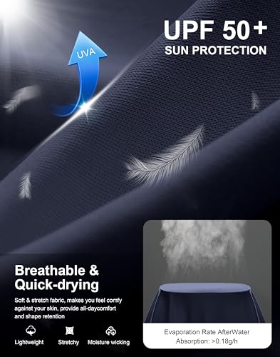 Image of Men's Sun Protection Hoodie Shirts Long Sleeve UPF 50+ Swim Shirts for Men Rash Guard Fishing Shirt Quick Dry