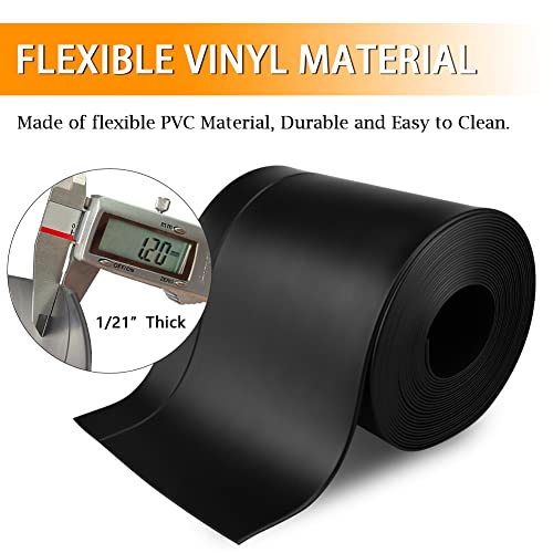 Vinyl Wall Base 4" Vinyl Baseboard Molding Flexible Vinyl Floor Base With 1" Crease Rubber Base Molding For Wall Easy To Install Use To Cover Wall Crevice (5" Wide X 19.7' Long, Black) #TOP2