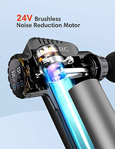Massage Gun Deep Tissue, Percussion Muscle Massager, Handheld Electric Massager for Athletes Soreness Relief with 30 Adjustable Speeds, 6 Massage Heads, Storage Box, for Home, Gym and Office