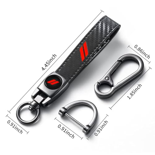 Image of Carbon Fiber Style Genuine Leather Car Keychain Keyring Accessories for Challenger Dakota Charger SRT 392 Avenger Durango ( / /)