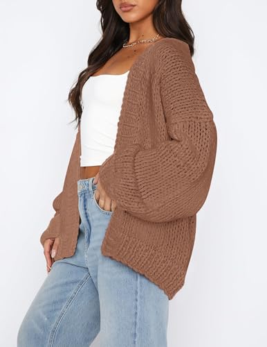 PRETTYGARDEN Cardigan Sweaters for Women Trendy Fall Fashion, Red Camel,S — view 5