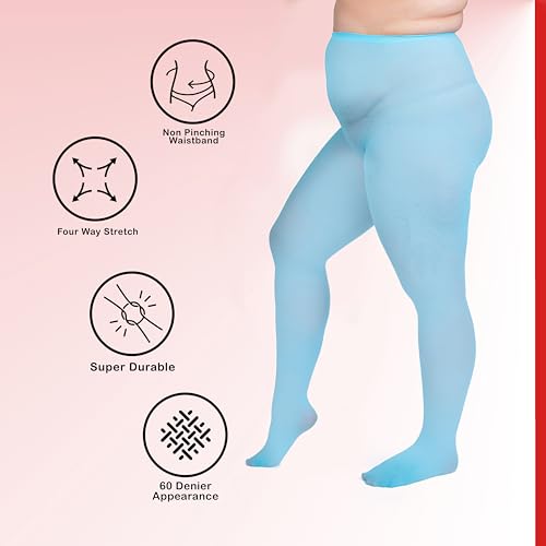 Image of Silky Toes Plus Size Tights for Women | 60D Soft Opaque Comfort Fit Pantyhose | Black or Colored 1-2 pairs | 1X-8X