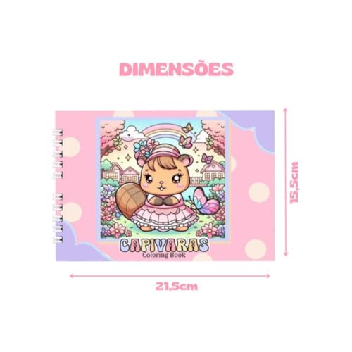 Livro De Colorir Capivaras Capa Dura 50 Páginas Folha Grossa 180g A5 - Presente Para Crianças E Adul