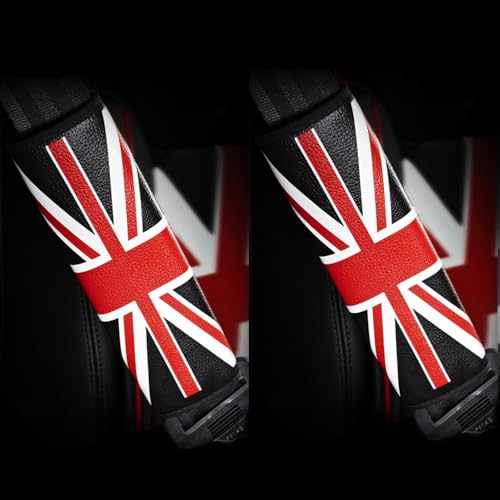 Qirc Imbottitura da spalla per cintura di sicurezza con Union Jack britannico, imbottitura da spalla per cintura di sicurezza 1 pezzo (nero)