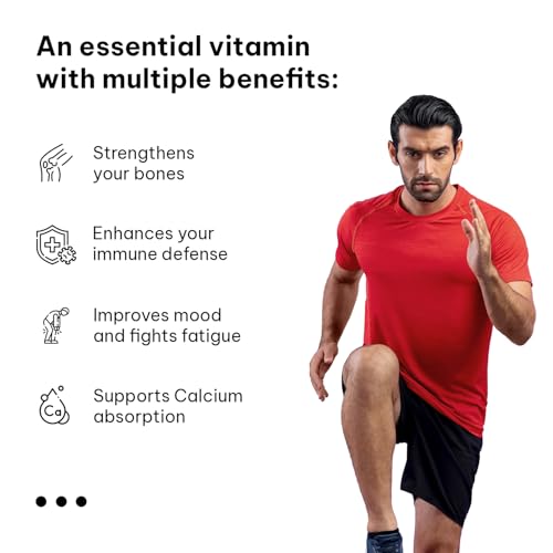 hk vitals Vitamin D3 (600 IU) (90 Capsules) | With Sunflower Oil, Promotes Calcium Absorption | Bone Health, Muscle Strength & Immunity