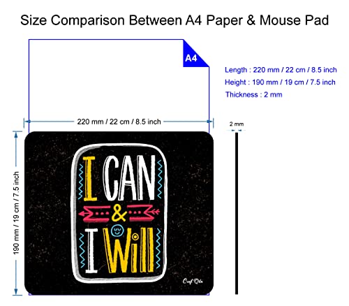 Image of Craft Qila I Can & I Will Motivational Mouse Pad for Laptop Computer (8.5 x 7.5 Inches)