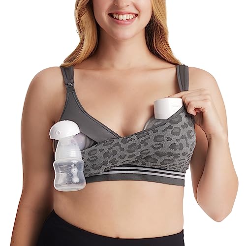 Momcozy 4in1 Pumping Bra Hands Free, Fixed Padding Nursing Bra & Maternity Bra, YN12 Wearable