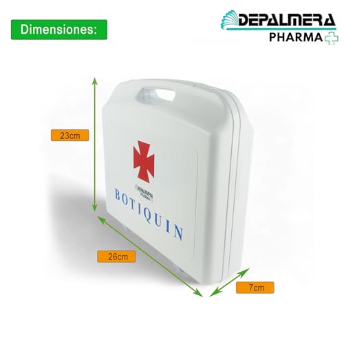 DEPALMERA Pharma✙ Botiquin de Primeros Auxilios Hogar y Trabajo, Botiquin Completo Homologado para Realizar Primeras Curas de Emergencia - Medidas 26x23x7cm. - imagen 4