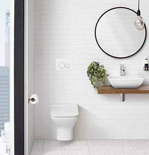 Sanitario colgado en pared Swiss Madison Well Made Forever SM-WT449 St. Tropez (Blanco Brillante) con placa de accionamiento SM-WC001W blanca miniatura 6