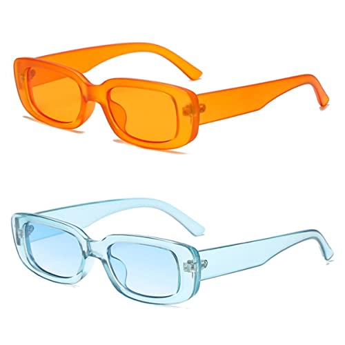 Image of IKANOO Retro Rectangle Sunglasses for Women Men Small Square Frame Trendy Y2K 90's Black Sunglasses