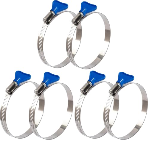 Image of ISPINNER 2pcs 4 Inch Key-Type 304 Stainless Steel Worm Gear Hose Clamps, Adjustable Size Range 91-114mm Clamps for Dryer Vent, Dust Collector and Automotive (Pack of 3)