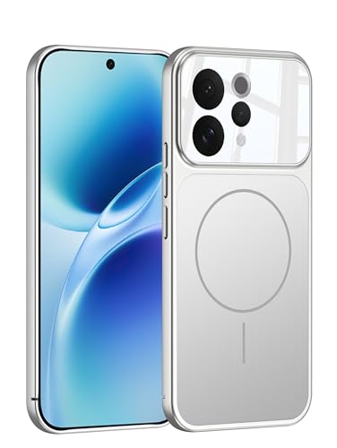 Image of BOUNCEBACK Shockproof Rubber + Glass Hybrid Back Case Cover Support Mag - Charge for Vivo V70 / Vivo V70 Elite - Silver
