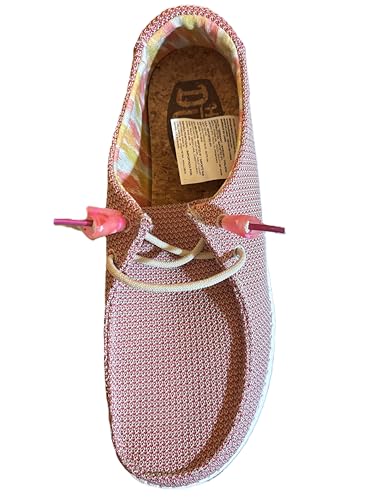 Image of HEYDUDE Women's Wendy Knit II Slip On Shoe, Desert Rose Size 8 | Lightweight Casual Loafer with Elastic Laces & Removable EVA Insole