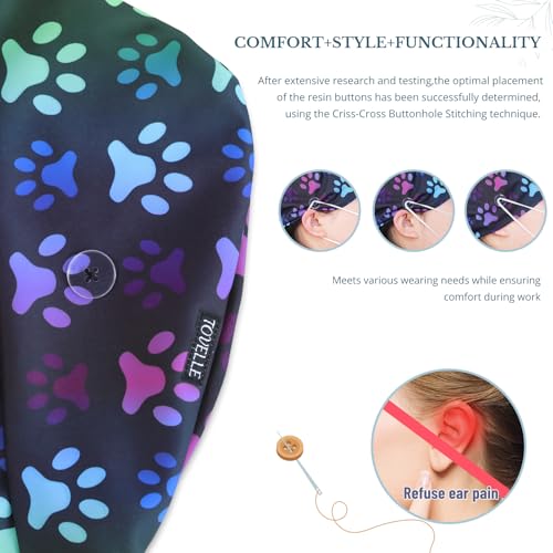 Image of Scrub Caps for Men and Women with Buttons, Classic Surgical Caps | Double-Sided Printed, Adjustable,Long Hours, Sweatbands, Fabric Help Reduce Static Buildup