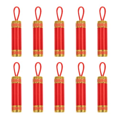 GALPADA 10個春節飾り 赤色鞭炮掛け飾り 新年用盆栽装飾品 壁やドア用祭典用品 幸運を呼ぶ風パーティーデコレーション