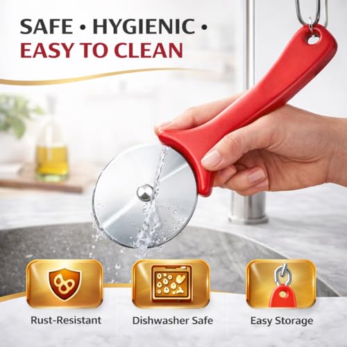 Image of Pizza Cutter Wheel Stainless Steel Pizza & Pastry Cutter with Ergonomic Handle for Kitchen Use - (Pack of - 1)