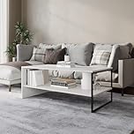URBNLIVING 100cm Wooden Coffee Table Steel Frame Open Storage Shelf Living Room Furniture