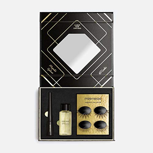 Mirenesse Magnomatic 24hr Magnetic Eyeliner & Reusable 5D False Lashes,Safe. Easy No Adhesive No Mess, Vegan & Toxin Free, 2 Pairs Natural Audrey Day & Night + Magnetic Liner 0.17oz