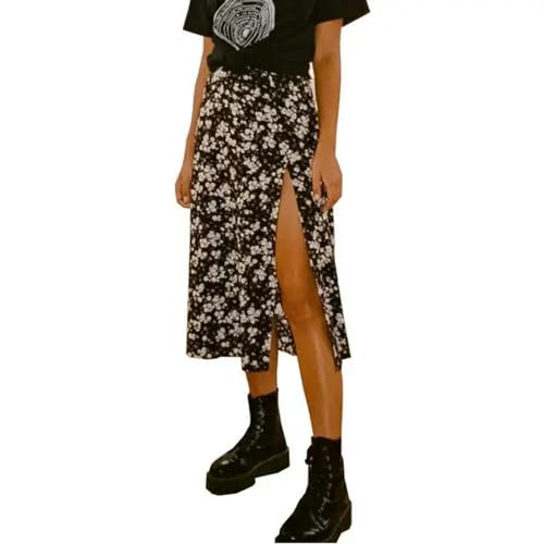 Jupe d'été fleurs pour femme en tissu léger fluide taille L