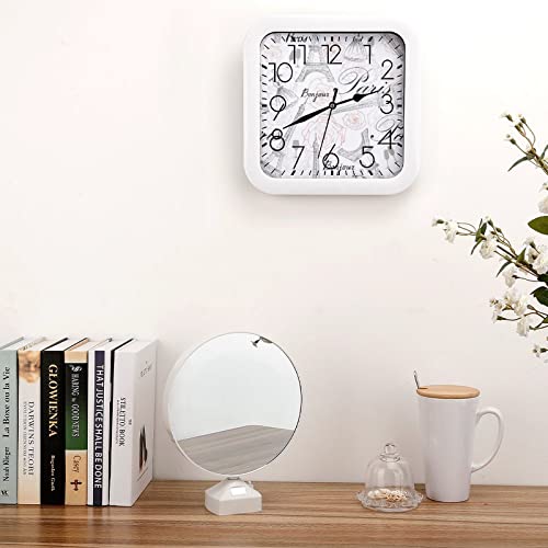 Horloge murale Tour Eiffel carrée de 26cm avec grands chiffres - 5