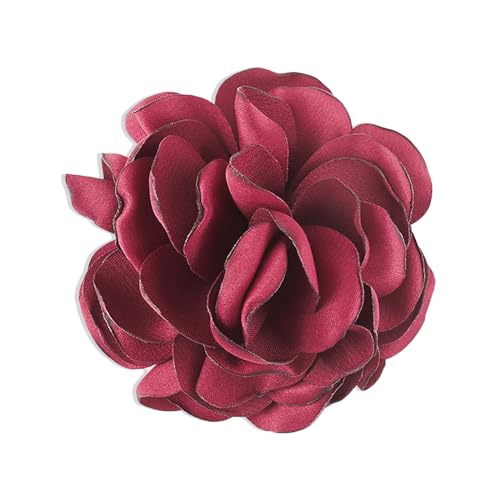 Image of Handmade Satin Fabric Rose Flower Extra Large Big Brooches Lapel Pins for Women Elegant Vintage Big Camellia Flower Brooch Pin for Women Girls Wedding Part Dance Dress Suit Clothes Accessories Jewelry Gifts