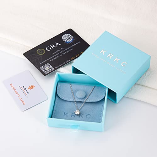 Krkc Moissanite Necklace For Women, 1 Carat Lab Grown Diamond Stone With Vvs1 Clarity D Color, 14K White Gold Plated Sterling Silver Classic Solitaire Chain For Her (4 Prong) #TOP5