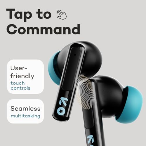 Image of GOBOULT W60 True Wireless in Ear Earbuds 60H Playtime, Zen Quad Mic ENC, 50ms Low Latency, Made in India, Type-C Fast Charging, 13mm Driver, IPX5, TWS Ear Buds Wireless (Black)