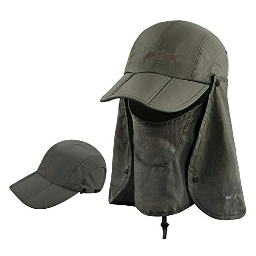 ICOLOR Folding Sun Cap,360°Protection Flap Hats,Adult UPF 50+ Flap Cap,Sun Hats,Removable Neck & Face Flap Cover for Baseball,Backpacking,Hiking,Fishing,Garden,Hunting Outdoor Activities Army Green