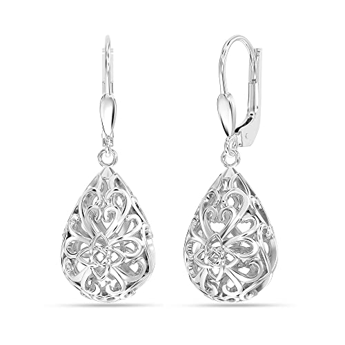 LeCalla Women's Drop & Dangle Earrings | 925 Sterling Silver Leverback Earrings | Lightweight Teardrop Lever Back Drop Dangle Earring for Women
