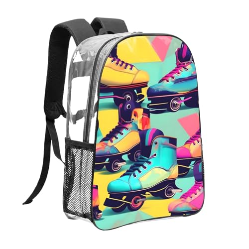 Sac à dos rétro avec imprimé coloré et transparent pour travail - 3