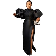 Adhdyuud Women African Dashiki Wedding Dresses Puff Sleeve Lace Ankara Gown