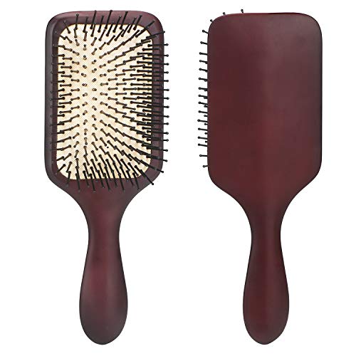 Paddle Brush for Hair, Suream 10" Air Cushion Natural Square Beech Wood Hair Comb for Women, Perfect for Detangling Long Curly Hair and Great for Scalp Massage and Reducing Fizz
