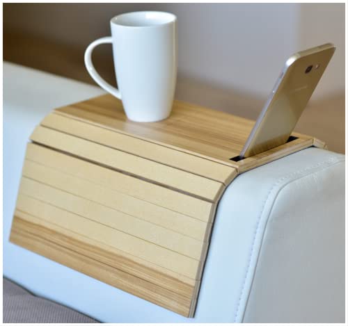 EWART WOODS Support pour accoudoir de canapé, Table Basse - Dessous de Verre et Support pour téléphone - en Bois Couleur 2