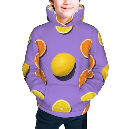 Yellow Lemon And Orange Kid Hoodies Boys Sweatshirts Girls Pullover with Pocket3
