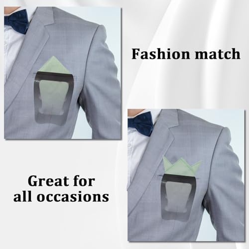 Image of Luckyvestir Pocket Squares for Men, 9 inch Cotton Linen Sage Handkerchiefs Men Women with Pocket Square Holder for Suits Business