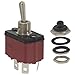 3641NF/2, Switch Toggle ON Off DPST Round Lever Quick Conn/Solder Lug 12A 250VAC 28VDC Panel Mount with Threads