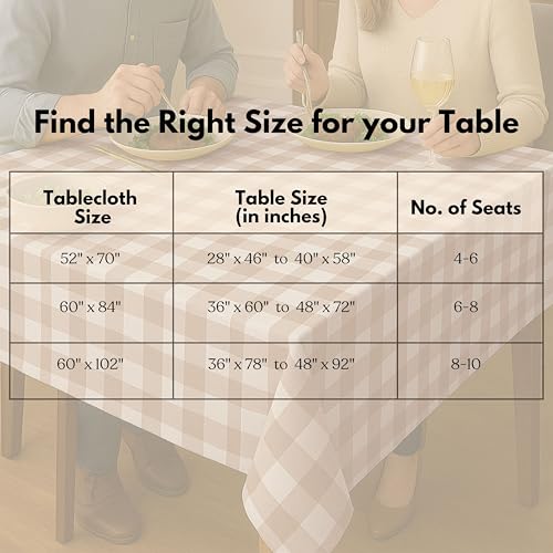 Native Fab Buffalo Check Tablecloth, 100% Cotton, 60x102 Inches, Rustic Farmhouse Dining Table Cover, Perfect for Everyday Dining, Baby Showers, Fall Décor, Indoor Outdoor Use, Beige and White by Native Fab - Used condition - Image 8