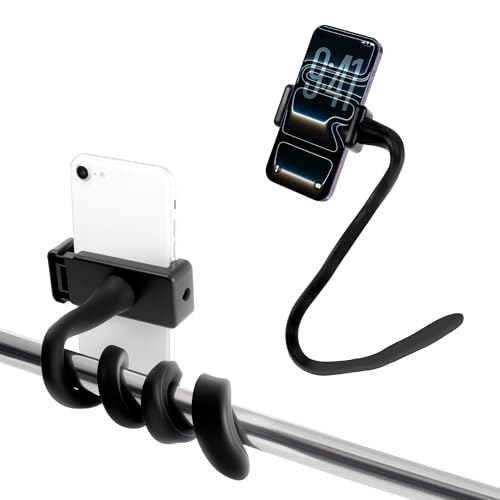 Eiodoni Stroller Phone Holder, Adjustable Flexible Cell Phone Holder, Portable for Stroller with Non-skidding Arm Grip, Universal Cell Phone Holder for Baby Buggy Shopping Cart Pushchair Treadmill