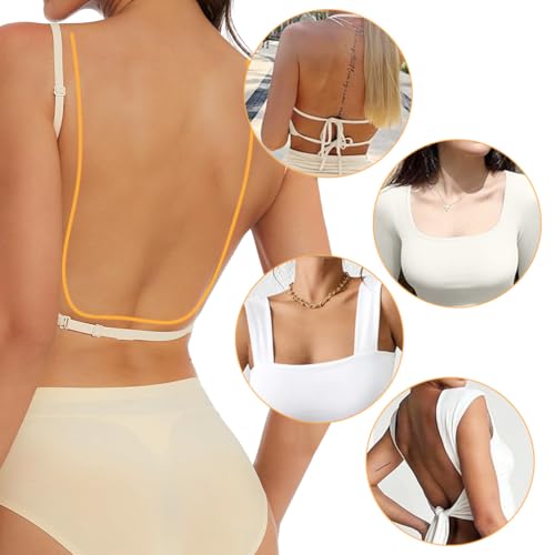 Image of PALAY Women's Low Back Seamless Bras Backless Multiway Convertible Adjustable Strap Halter Lifting Bra Spaghetti Strap Wire-Free with Padded Removeable(Not Include Straps)