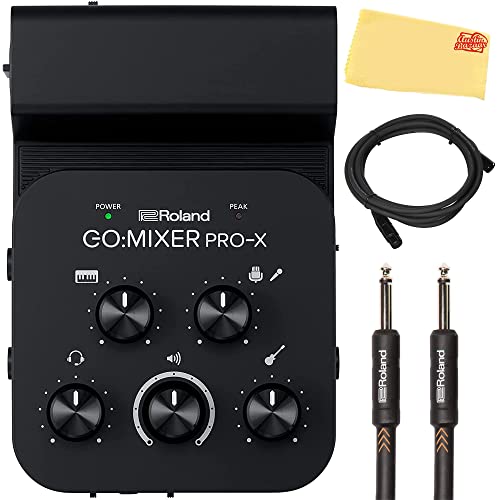 Image of Roland GO:MIXER PRO-X Audio Mixer for Smartphones Bundle with Instrument Cable, Microphone Cable, and Austin Bazaar Polishing Cloth