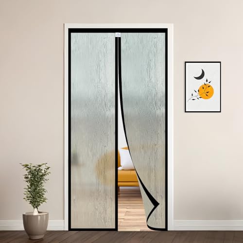 Image of LifeKrafts AC Curtain Magnetic|Thermal Screen|Insulated|Translucent Wood Grain Pattern|Insect & Pest Control|Privacy Screen, Dust, Pollen & Pollution Control Screen(Size 210 x 90 cm) Non-Customizable