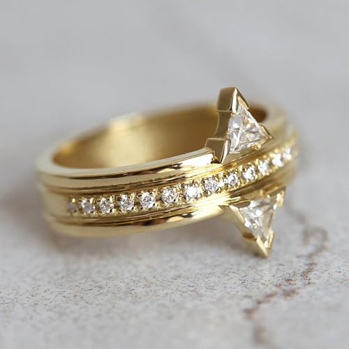 Gold Color Wedding Rings for Women Trendy Triangular Cubic Zirconia Engagement Jewelry4