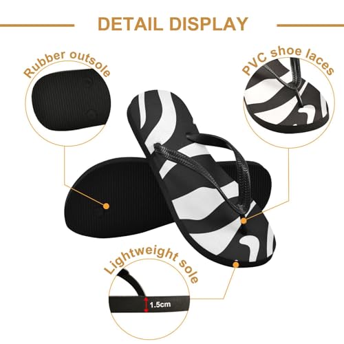 Women Beach Summer Casual Flip Flop Black White Zebra PrintQuick Dry Sandals Slipper for Men 214A44732
