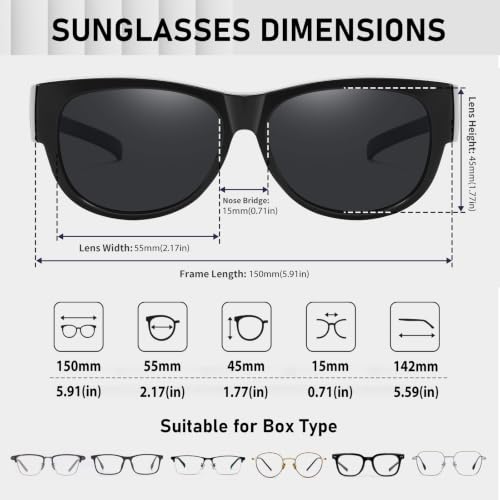 Image of HAOLOTA Sunglasses that Fit-Over Glasses Women Polarized, Trendy Cat Eye Sunglasses Wear Over Glasses, UV Protection