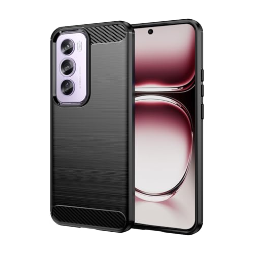 Image of NPRC Hybrid Ultra Slim Protective Case TPU Non-Slip Carbon Fiber Texture Shockproof Case Cover for Reno 12 - Black