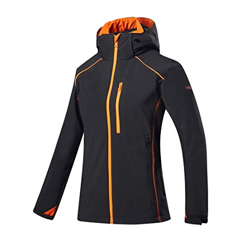 CONQUECO Women's Heated Jacket Slim Fit Electric Hoodie Jacket in Winter Medium Black/Orange