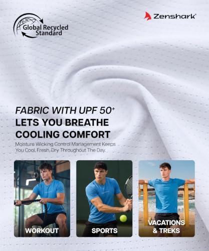 Image of ZENSHARK Gym T-Shirt for Men| Dry Fit Workout Sports T-Shirt | Quick Dry Breathable Polyester Fabric with Half Sleeve Round Neck | Running Gym Wear Active Wear for Training